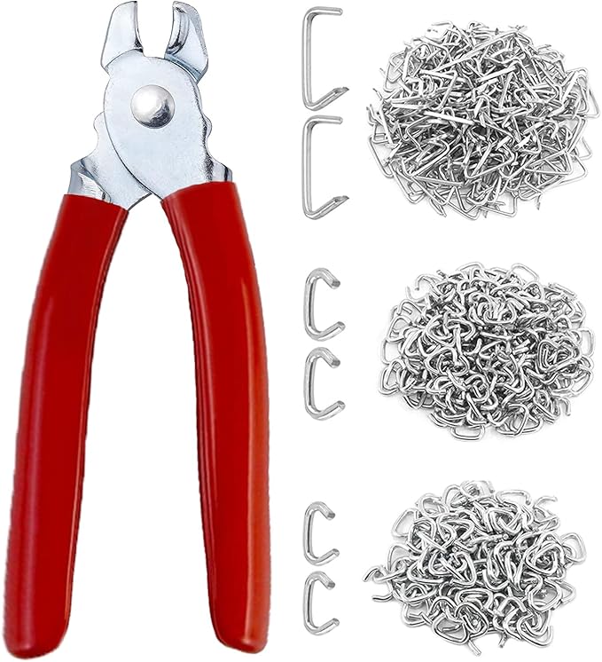 300 pcs Hog Rings with Straight Hog Ring Pliers Kit 3/4" 1/2" 3/8 "Galvanized Hog Rings for Animal Pet Cages?갧opes?갃agging?갆IY Craft?갌urniture