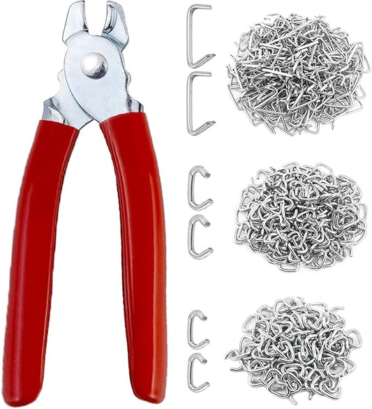 300 pcs Hog Rings with Straight Hog Ring Pliers Kit 3/4" 1/2" 3/8 "Galvanized Hog Rings for Animal Pet Cages?갧opes?갃agging?갆IY Craft?갌urniture
