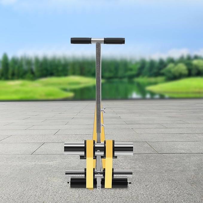 JIBIENI Court Line Tape Machine Parking Lot Striping Machine Hand-Pushed Floor Paint Tape Applicator Marking Machine for Asphalt Concrete Driveway Road Warning Parking Lot
