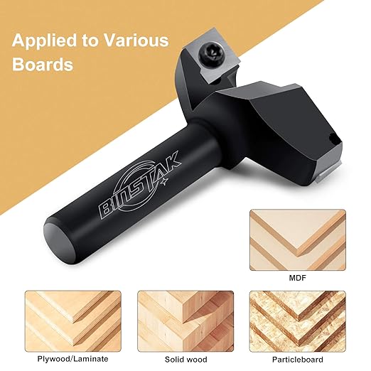 CNC Spoilboard Surfacing Router Bit, 1/2" Shank 2" Cutting Diameter, Insert Carbide Slab Flattening Router Bit Planing Bit Wood Planer Bit Woodworking Tools by BINSTAK