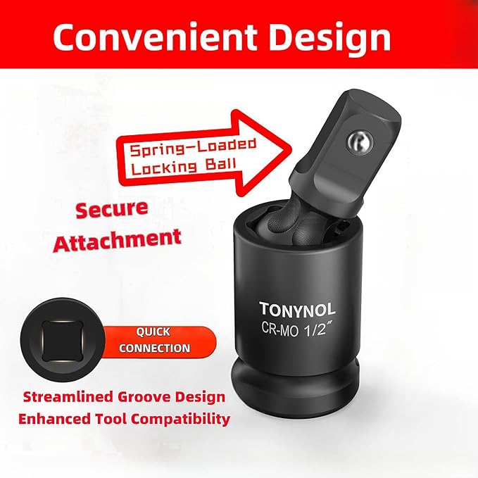 Universal Joint Swivel Socket Adapter 3/4" Drivers,U-Joint Drive CR-MO Impact Grad Wobble Socket Wrench Set