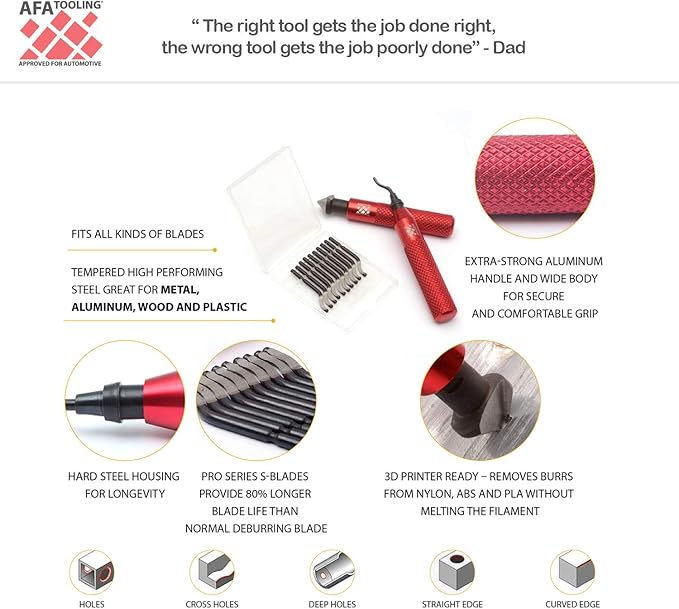 AFA Tooling - Deburring Tool & 2 Countersink Hand Reamers with 10 Blades - Works on Metal, Resin, PVC Pipes, Copper, Plastic and 3D Printed Edges - Plumbing & 3D Printing Burr Removal Reamer Tool