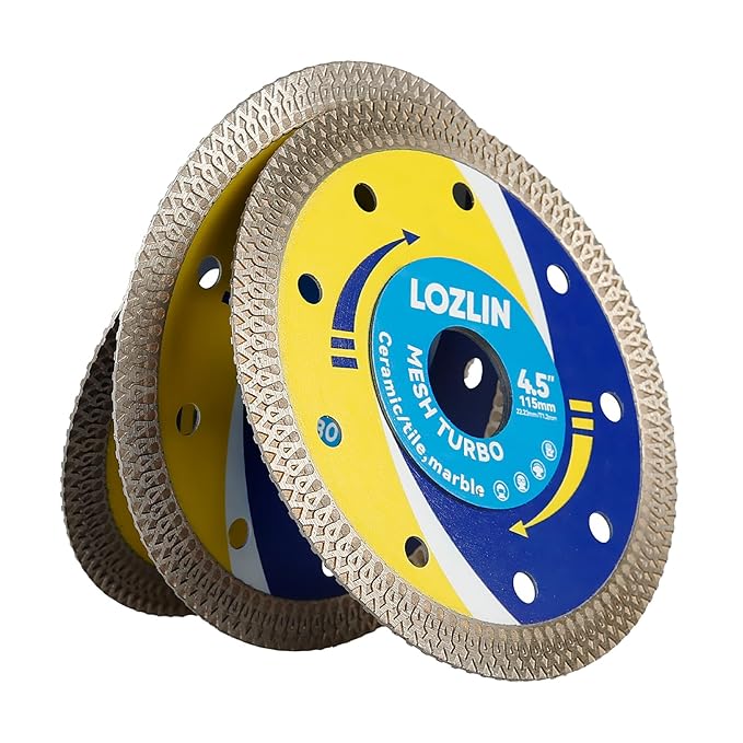 3-Pack 4.5" Diamond Multi-Purpose Saw Blades - Heavy Duty Angle Grinder Discs for Cutting Marble/Quartz/Stone/Tile/Metal/Plastic (Blue Rippled, 3)