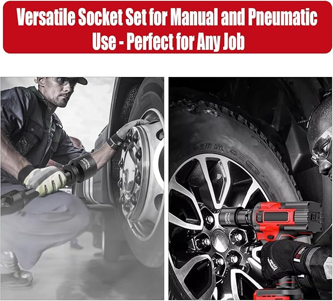 1/2" Inch Drive Impact Socket Set,6-Point,SAE (1-1/16" to 1-5/8"),10 PC Deep,Heavy Duty Impact Socket Set,With a Storage Case