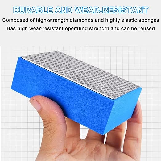 6Pcs Diamond Sanding Pads Diamond Hand Polishing Pads, Tile Sanding Block with High-Density Sponge for Ceramic Tile Glass Stone Marble Granite Metal Grinding