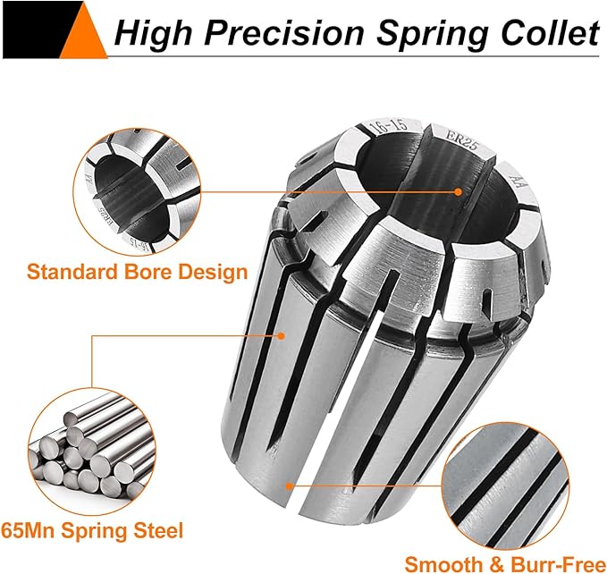 HARFINGTON Spring Collet Chuck ER25 16mm 65Mn Spring Steel Precision Router Collets for CNC Engraving Milling Lathe Tool
