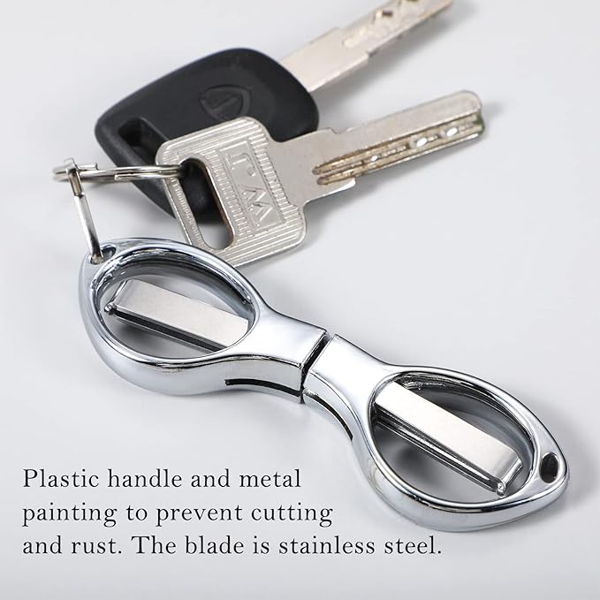 Tatuo 8 Pcs Stainless Steel Scissors Folding Mini Scissor Anti Rust Portable Keychain Scissors Small Glasses Shaped Compact Shear Telescopic Cutter for Travel School Office (Folding, Folding Style)