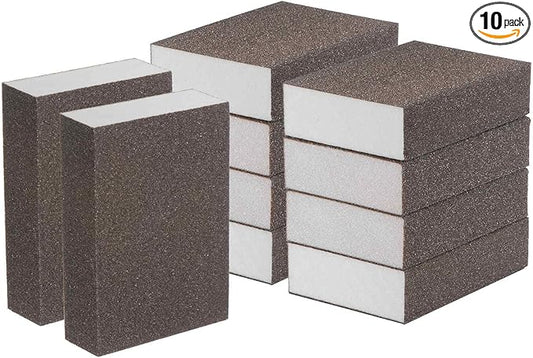 HARFINGTON 10pcs Fine Sanding Sponge Blocks 240-320 Grit Foam Sanding Block for Polishing Kitchen Metal Wood Drywall, 100x70x25mm
