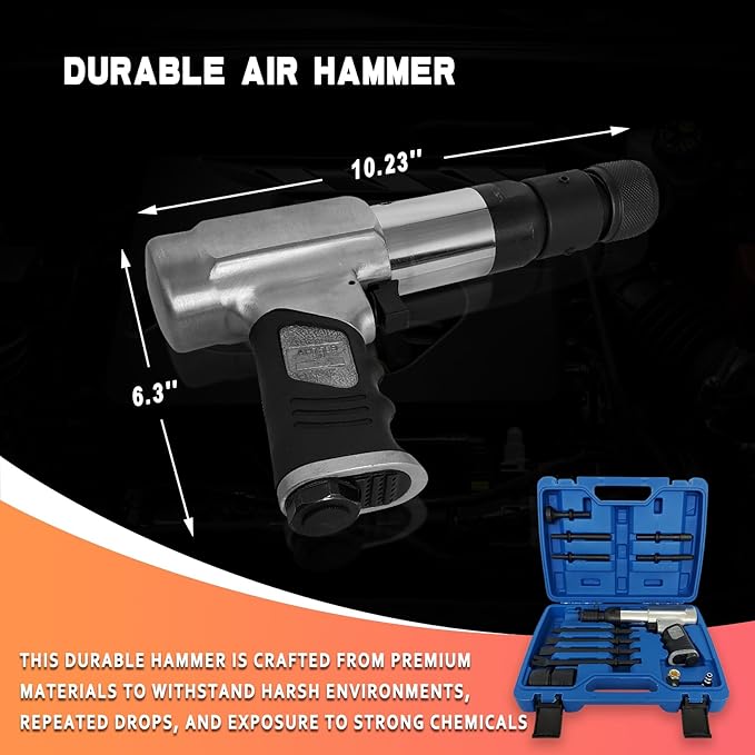 Air Hammer with 14-PCS Air Chisel 竊똀ir Chisel Hammer -Tapered Punche,Air Hammer Kit-Panel Cutter,Air Chisel Hammer-Flat Chisel,2500 BPM
