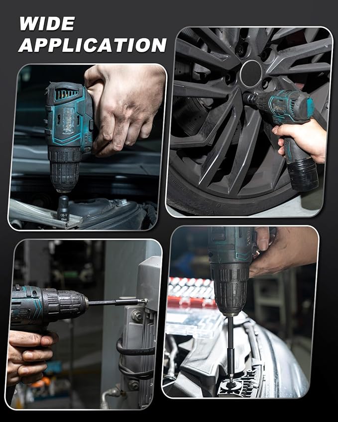 ROTATION 34-Piece Magnetic Impact Nut Driver Set, SAE&Metric Magnetic Nut Driver Bits with Deep Sockets, Adapters & Extension Bar, Professional Power Tool Accessories in Storage Case
