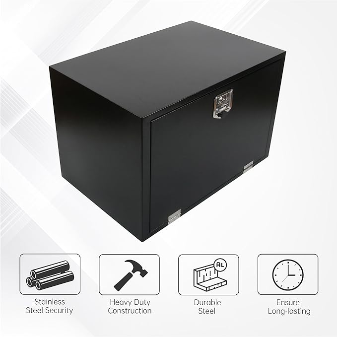 36 Inches Steel Underbody Tool Boxes竊똇eavy Duty Flatbed Tool Box with Lock and Key, Black (36" *24 "*24")