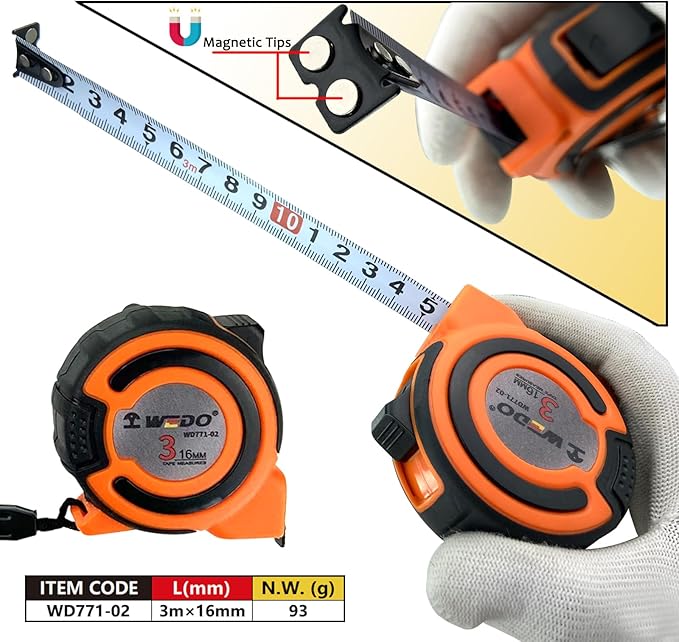 WEDO 6PCS Tool Set,Claw Hammer 8oz,Slotted Screwdriver 5X150mm,Phillips Screwdriver PH1X150mm,Long Nose Pliers 6",Stainless Steel Tweezers 120mm,Measuring Tape 3m*16mm