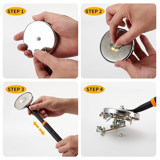 HARDK Heavy Duty Telescoping Pick up Tool Set of 3 - Magnetic Sweeper Tool 40" and Telescoping Flexible Magnet Stick Tool Useful for Hard-to-Reach, Mechanic, Home, Automotive. Gift for Men