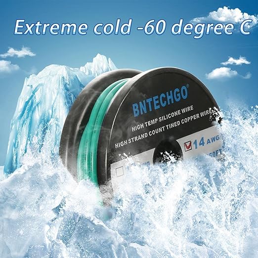 BNTECHGO 14 Gauge Silicone Wire Spool 50 ft Green Flexible 14 AWG Stranded Tinned Copper Wire