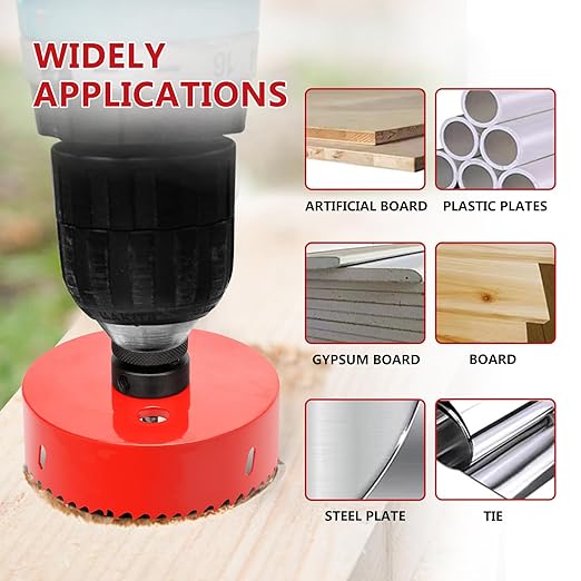 4-1/2"訝?15mm Hole Saws with Heavy Duty Arbor HSS Bi-Metal Hole Cutter Drill Bit for Wood Cornhole Boards Plastic Drywall Metal Fiberboard(Red)