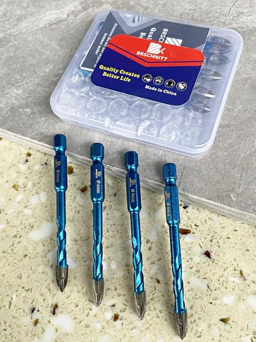 Masonry Drill Bit BRSCHNITT 10pcs Carbide Tips Concrete Drill Bit Set for Pots Bottles Ceramic Tile Glass Brick Ceramic Hex Shank