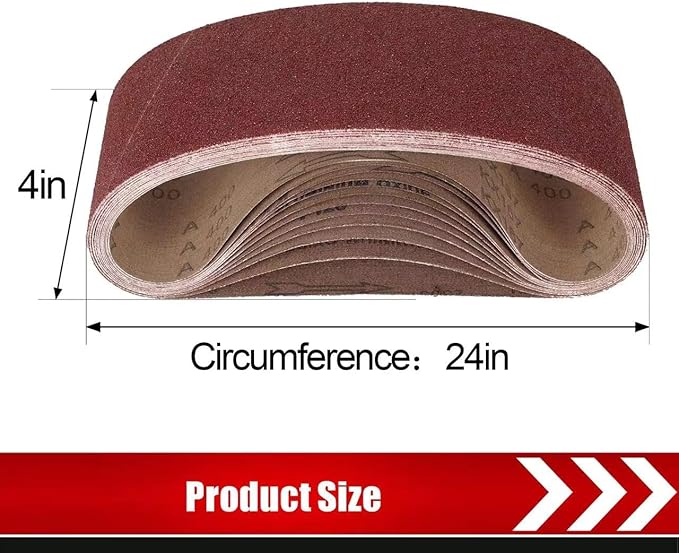 4x24 Belt Sander Sanding Belts, 12 Pcs Durable 4 x 24 Inch Sanding Belts60/80/120/180/240/400 Assorted Grits Aluminum Oxide Sanding Belt for Woodworking Metalworking