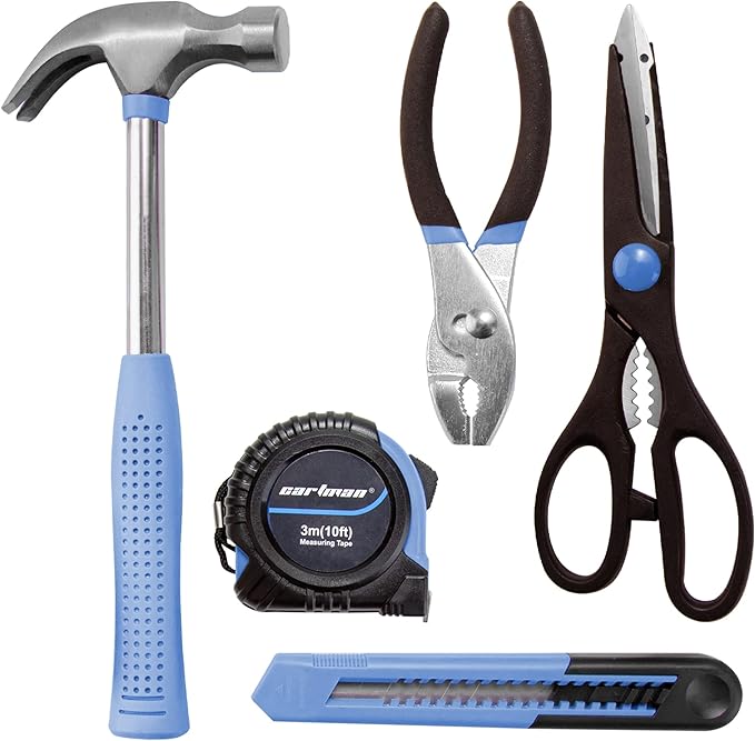 CARTMAN 126-Piece Home Tool Set Kit, Basic Household Hand Tools with Storage Case Blue