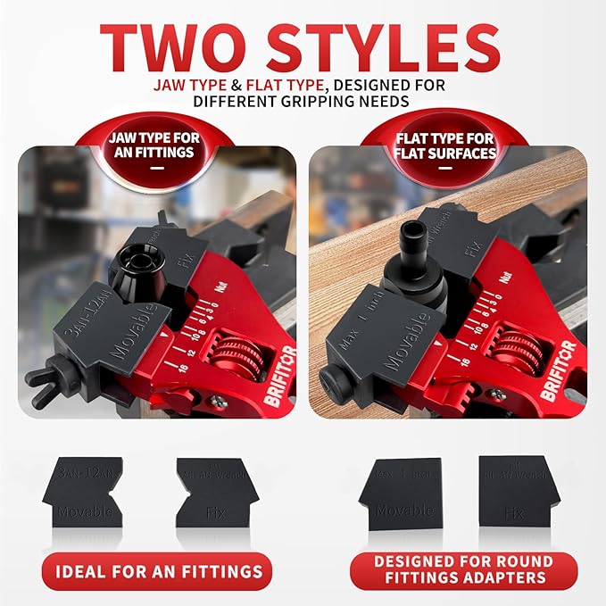 BRIFITOR AN Fittings Wrench 3AN-16AN Adjustable AN Wrench With 2 Styles Non-Marring Protective Clamps to Prevent AN Hose End Fittings From Scratches & Enchance Gripping竊똓ed