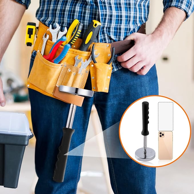 35 LB Magnetic Sweeper Telescoping Pick-up Tool, Upgraded Pole Magnet Stick, Pickup Nails, Screws, and Metal, Screws Parts Finder, Black Handle