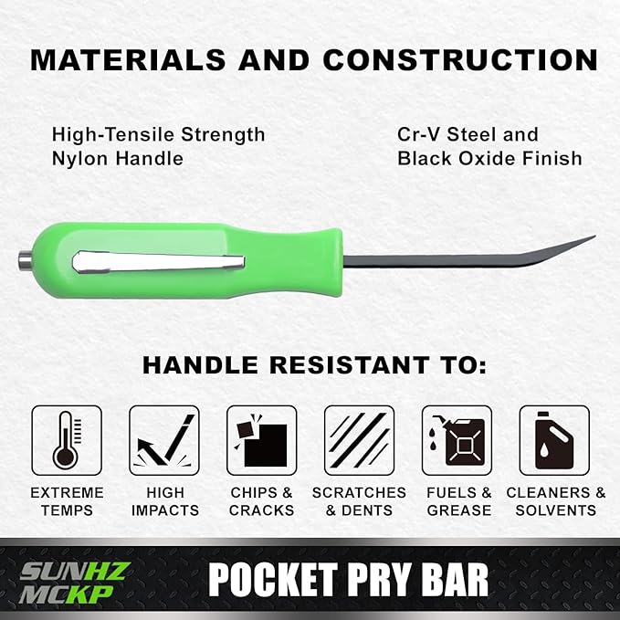 SUNHZMCKP 2 PCS Pocket Pry Bar Set, 5 Inch Small Pry Bar Tool with Pocket Clip and Magnet Top, for Home Office, Electronics, Car Gadgets and Mechanics Repair
