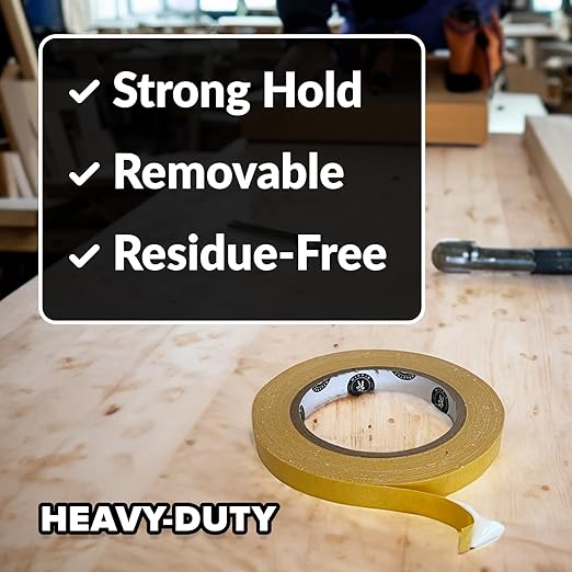 HIPPIE CRAFTER Double Sided Tape for Woodworking, 1/2 Inch Wide Heavy Duty Woodworking Tape for CNC Machines and Routing Templates, 5 Pack, 60 Feet Each,300ft Total