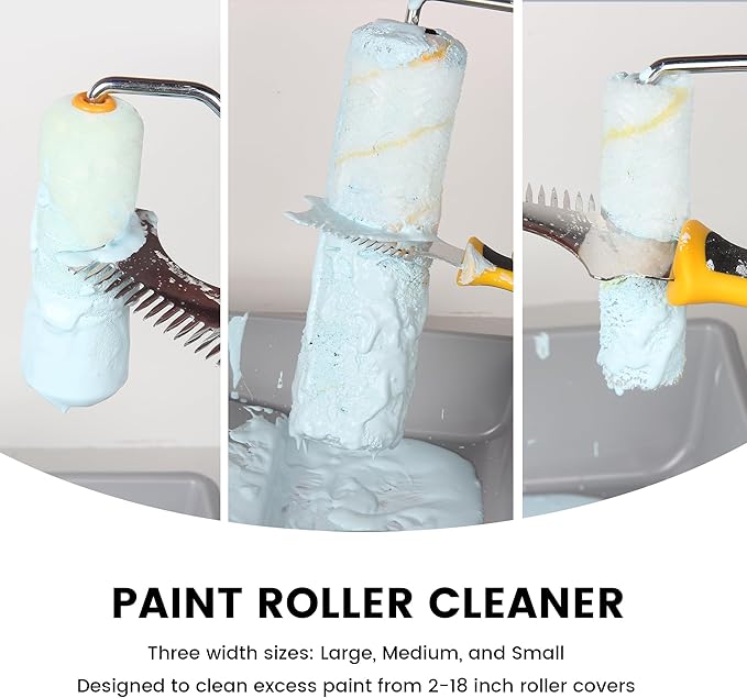 VOOMEY Paint Roller Cleaner Tool, 5 in 1 Paint Roller Cleaner with Hammer Base, Paint Brush Comb Cleaning Tool for Professional & DIY Painting