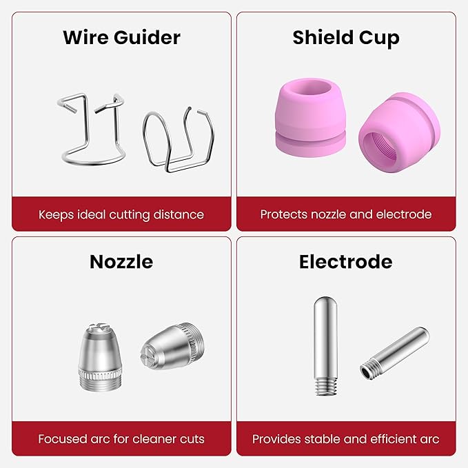 bestarc AG60P Plasma Cutter Consumables Cutting Torch Tip Nozzles Kit 24pcs For BTC500DP, BTC650DP