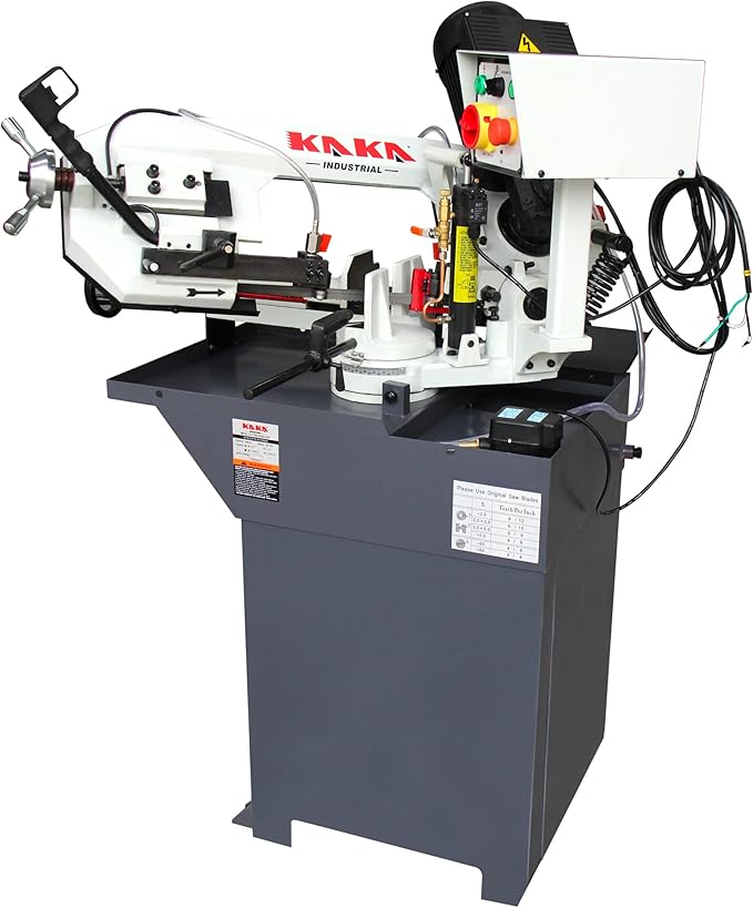 KAKA INDUSTRIAL Mitering Band Saw with 7.8 inch x 6.7 inch Cutting | 1-Phase Metal Pro 60° Hydraulic Swivel Head, Auto Shut-Off Safety, Worm Gear Drive |BS-76G for Steel and Pipe