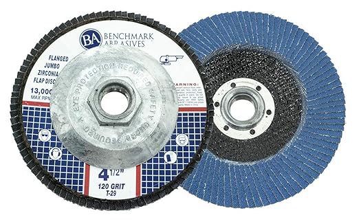 Benchmark Abrasives 4.5" x 5/8"-11 Premium High Density Jumbo Zirconia Type 29 Flap Discs 4 1/2 for Angle Grinder, Sanding Discs, Finishing - Grinding Wheels 4 1/2 Inch (10 Pack) - 120 Grit