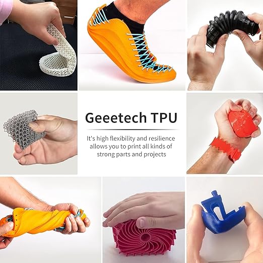 Geeetech TPU Filament 1.75mm ??95A Flexible 3D Printer Filament with High Elasticity, 1KG (2.2lbs) Spool, Dimensional Accuracy 짹0.03mm, Fits Most FDM Printers, Green