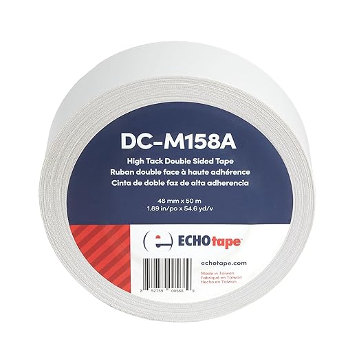 ECHOtape DC-M158A | Double-sided Tape | Double-sided Tape for Lightweight Mounting, Bonding | Thin Double-sided Tape | Clear Double-sided Tape | Indoor/Outdoor Double-sided Tape | 1.89 in x 54.6 yds