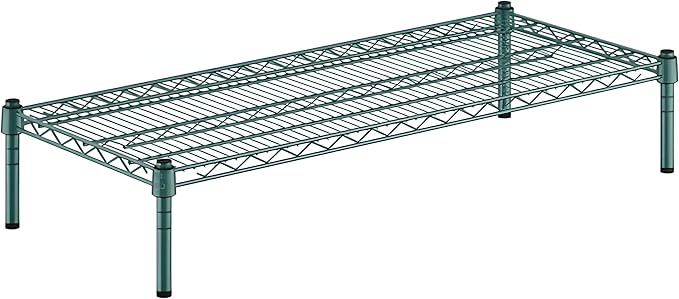 18" x 42" x 8" Green Epoxy Wire Storage Shelf, Dunnage Rack, Commercial 1 Tier Small Shelf