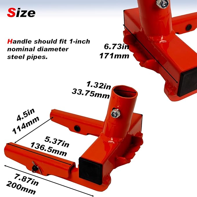 Pallet Buster Tool, Deck Board Remover for Demolition, Wrecker Pry Bar with Nail Remover (NO Handle), Articulating Pivoting Head Deck Wrecking bar, Orange (PBT-AP01)
