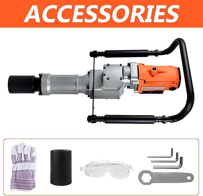 2200W Electric T Post Driver ??110V Handheld Pile Driver Hammer for Fence Post, Farm, Construction Site with 55mm, 70mm pile sleeve, Ideal for Metal Fencing, Landscaping, and DIY Projects