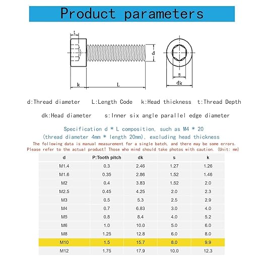 M10-1.5 x 18mm Socket Head Cap Screws Metric, Hex Socket Screw, Allen Socket Drive, 304 Stainless Steel (A2-70), Full Thread, Bright Finish, Machine Thread, DIN912,10 Pcs