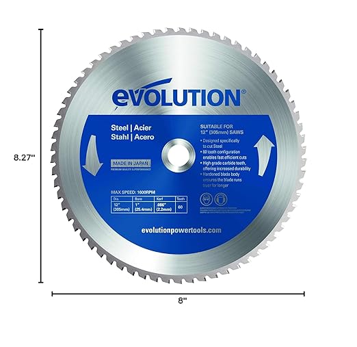 Evolution Power Tools 8BLADEMS Steel Cutting Saw Blade, 8-Inch x 50-Tooth , Blue