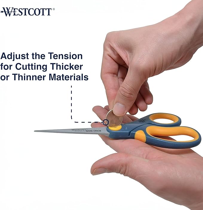 Westcott ??7597 8-Inch Non-Stick Titanium Scissors For Office and Home, Blue/Gray, 6 Pack