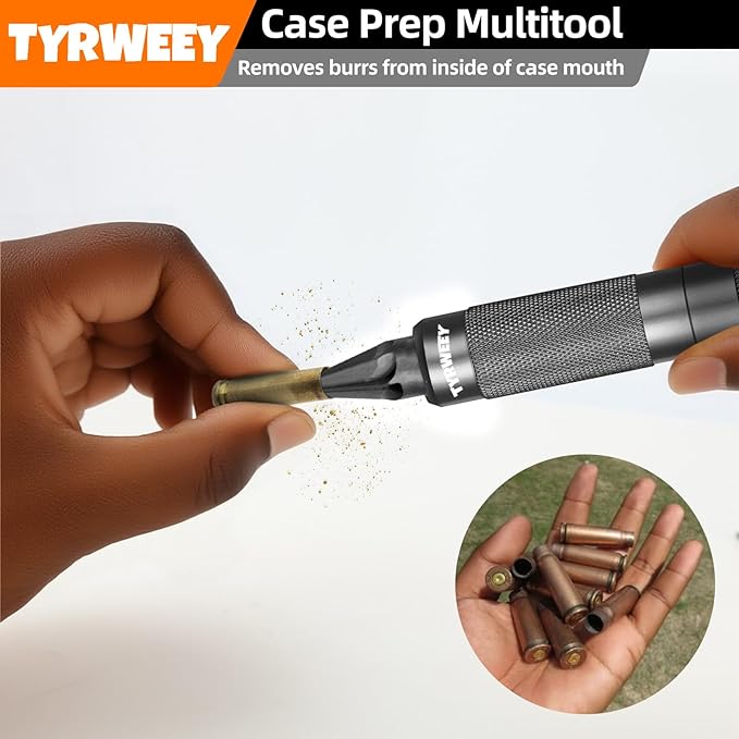 Case Prep Multitool, Case Chamfer Deburring Tools for Reloading, Primer Pocket Reamers and Cleaners for Removing Crimps(Black)