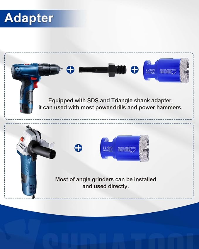 SHDIATOOL Diamond Drill Core Bits Set for Porcelain Hole Saw Cutter for Tile Marble Ceramic Granite 5/8-inch-11 6pieces(20/25/35/50/75/100MM)