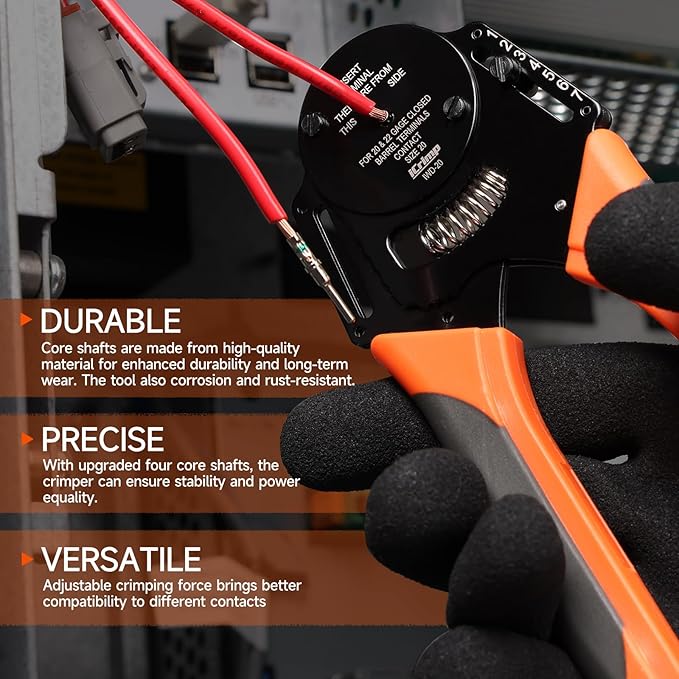 iCrimp Closed Barrel Crimper 4 way Indents,8 Impressions for Deutsch Solid Contacts gage 20&22(IWD-20)