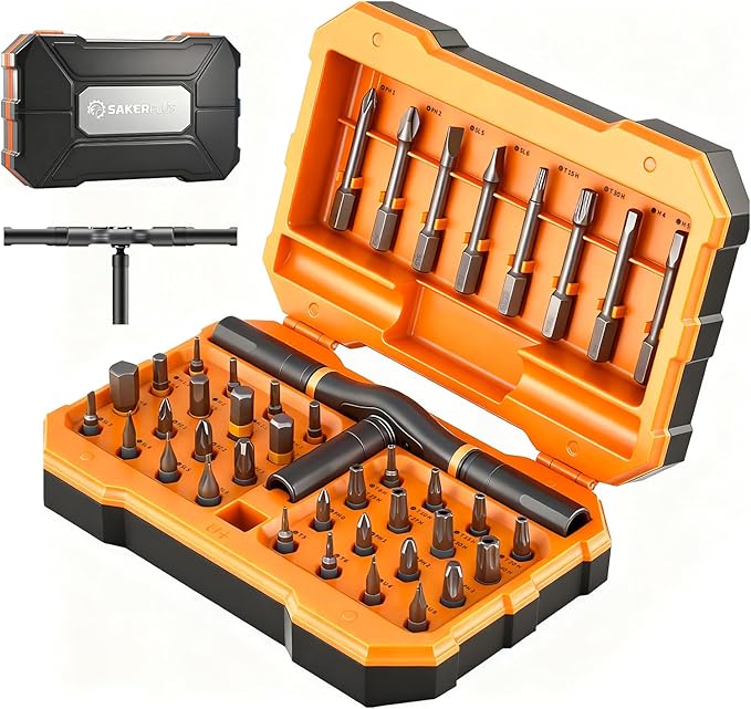 42 in 1 Magnetic Screwdriver Set, Ratcheting Screwdriver Kit,Detachable Multi-Functional Handle & 40pcs in Storage Case for Electronics, Furniture, DIY& Holiday Gifts (Orange)