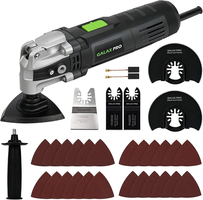 GALAX PRO 3.5A 6 Variable Speed Oscillating Multi Tool Kit with Quick Clamp System Change and 30pcs Accessories, Oscillating Angle:4째 for Cutting, Sanding, Grinding
