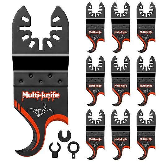 10 PCS Oscillating Multi Tool Hook Knife Blade for Carpet Roof Shingles Soft Materials Universal Oscillating Tool Accessory Compatible with DeWalt Makita Milwaukee and More
