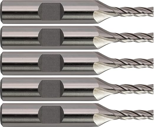 CME 5 pcs M42 Cobalt End Mills, Square Nose, Bright (Uncoated) Finish, 5/32" Mill Diameter, 5/8" Length of Cut, 2 3/8" Overall Length, 4 Flute, Center Cutting