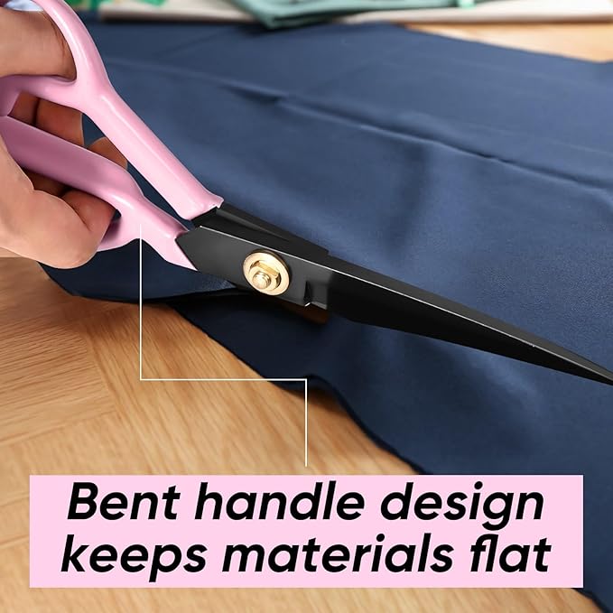Professional Tailor Scissors Heavy Duty - Multi-Purpose Sewing Fabric Scissors for Leather Cutting Industrial Sharp Shears Home Office Arts, and Crafts (9 Inch) Pink