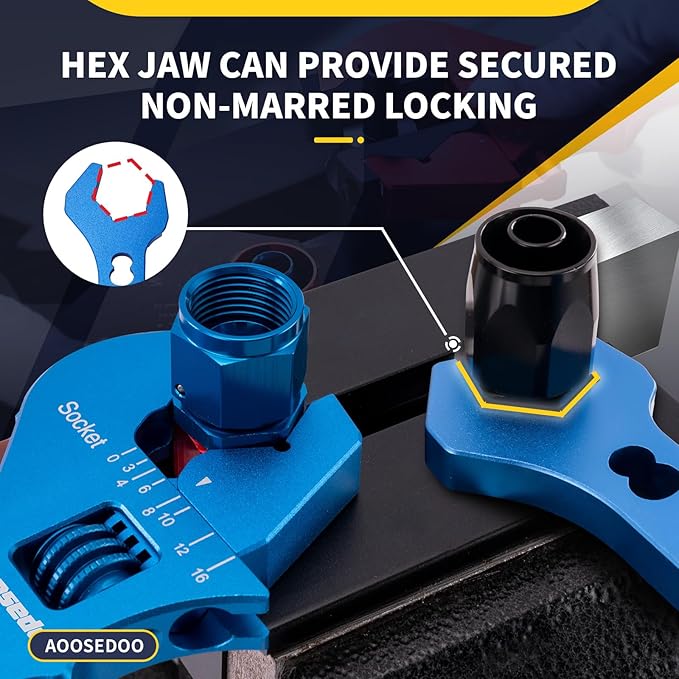 Adjustable AN Fittings Wrench AN Wrench for Hose Fitting Adapters AN Fitting Tool 3AN-16AN Lightweight Aluminum, Blue. With a Double Hose End Fittings Wrench 6AN Socket-AN8 B-nut Blue