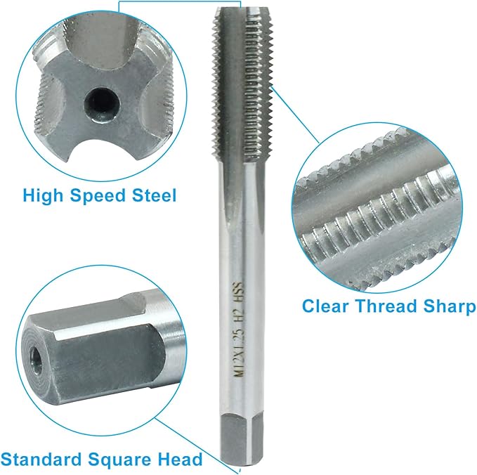 HARSKIYER M12 x 1 Metric Tap and Die Set, HSS Machine Thread Tap Die Set, M12 x 1mm Right Hand Thread Tapping Tool