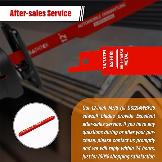 25 Pack 12 Inch 14/18 Tpi Reciprocating Saw Blades for Metal Cutting, Carbide Alloy Steel Sawzall Blades for Automobile Dismantling with 8% Cobalt for Longer Life and Faster Cutting Speed