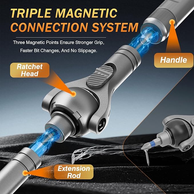 BoxedHome 40 in 1 Magnetic Ratchet Screwdriver Set, Multi Bit Screwdriver Kit with 180째 Adjustable Handle, S2 Bits and CR-V Socket Sets, Portable Tools for Computer, Electronics, Bike and Home Repair
